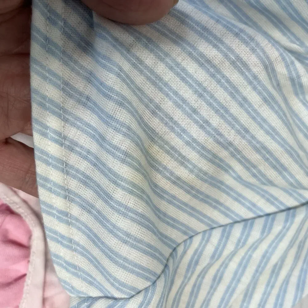 Vintage Carter's Girl's Dress size 3T Blue Pink Stripes Dots Ruffles Stretch